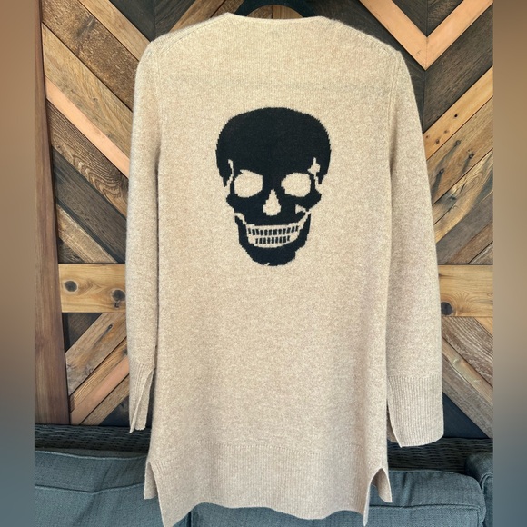 360 Cashmere Camel Skull Print Sweater size Large - Picture 6 of 10